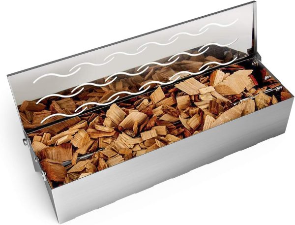 Stainless Steel Double V-shape Wood Chip BBQ Smoker Box with Hinged Lid for Charcoal & Propane Gas Grill, 12.5 L x 3.3 W x 2.5 H Supply - Image 4