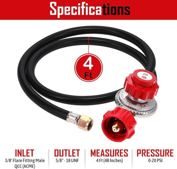4 Feet High Hose Regulator, 3 8   female flare, Up to 120,000 BTU h, QCC-1 Type 1 For Cheap - Image 4