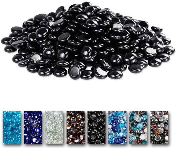 1 2   Patio Heaters Black Fire Glass Beads Reflective Tempered Fire Rocks Beads for Fire Pits, Fireplace and Fire Bowl on Sale