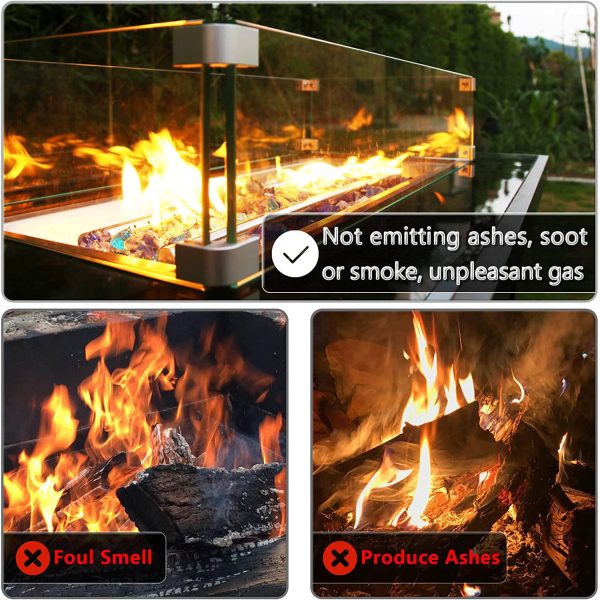 1   High Luster Reflective Tempered Caribbean Blue Fire Glass Diamonds Rock for Fire Pit, Fireplace, 10 LBS Kit Supply - Image 4