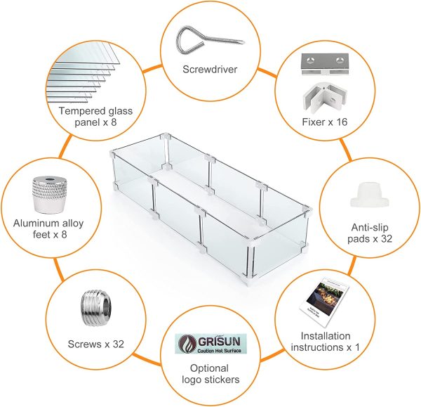 Rectangle Fire Pit Glass Wind Guard, 41.5 x 11.5 x 6 inch, Thick 6 25   Heat-Resistant Tempered Glass Guard Hot on Sale - Image 3