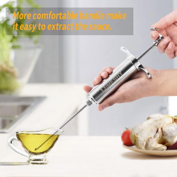 304 Stainless Steel Marinade Meat Injector Kit with 2-oz Large Capacity Barrel with 3 commercial Marinade Needles Online - Image 4