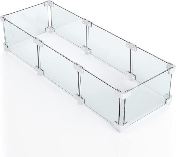 Rectangle Fire Pit Glass Wind Guard, 41.5 x 11.5 x 6 inch, Thick 6 25   Heat-Resistant Tempered Glass Guard Hot on Sale
