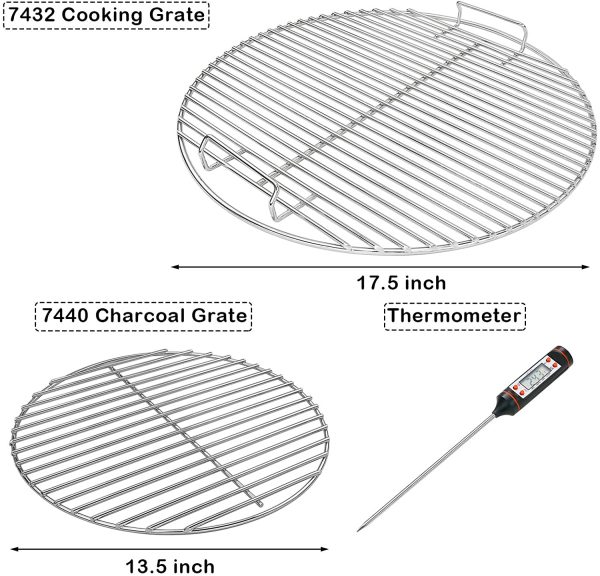 BBQ Grates Kit fits 18.5   Weber Kettle Grills, 7432 + 7440 Grate + Thermometer Kit For Sale - Image 2
