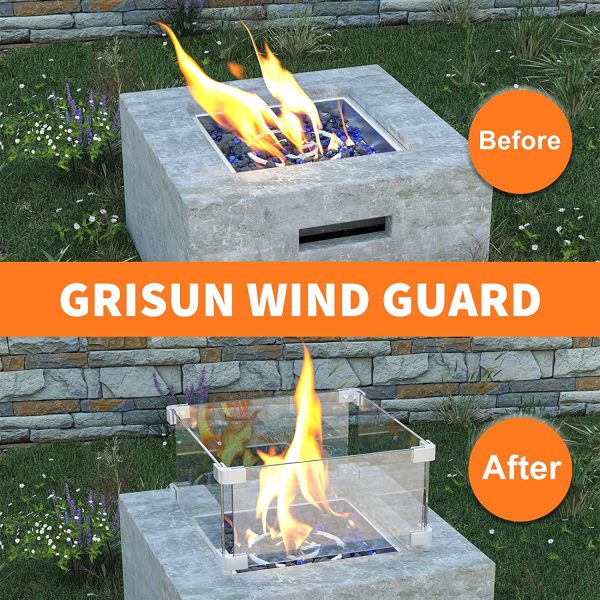 Square Fire Pit Glass Wind Guard, 14.2 x 14.2 x 6 inch, Thick 5 16 inch Heat-Resistant Tempered Glass Guard For Cheap - Image 5