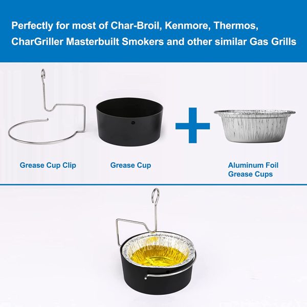 Drip Pan Grease Cup Catch Pan Liners Kit fits Char-Broil 4 Burner Gas Grills Supply - Image 4