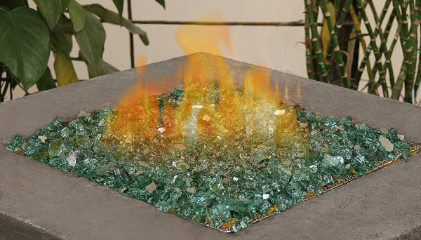 1 2   Patio Heaters Evergreen Fire Glass Reflective Tempered Fire Rocks for Fire Pits, Fireplace and Fire Bowl Supply - Image 5