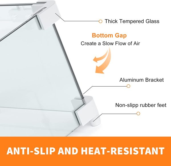 Rectangle Fire Pit Glass Wind Guard, 22 x 22 x 6 inch, Thick 5 16   Heat-Resistant Tempered Glass Guard Cheap - Image 4