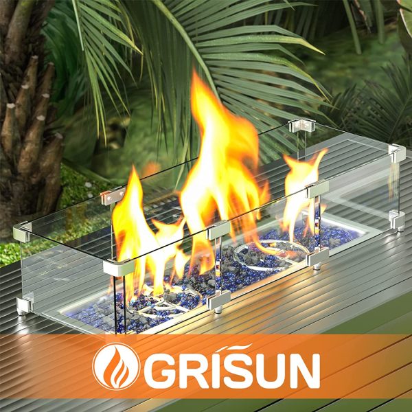Rectangle Fire Pit Glass Wind Guard, 41.5 x 11.5 x 6 inch, Thick 6 25   Heat-Resistant Tempered Glass Guard Hot on Sale - Image 5
