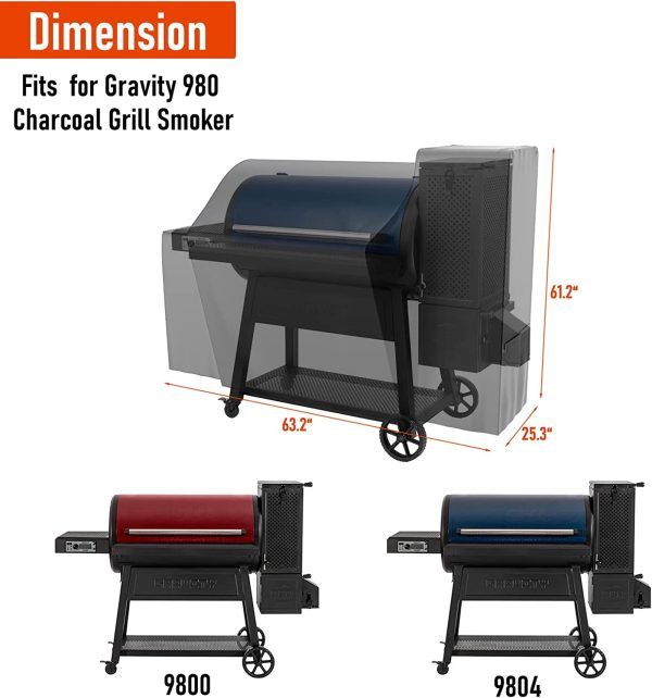 Grill Cover for Char-Griller 9800, 9804 Charcoal Grills, Gravity 980 Series Heavy Duty Premium Grill Cover on Sale - Image 2