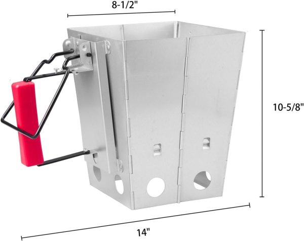 BBQ Collapsible Foldable Charcoal Chimney Starter with Handle for Camping, Grilling, Grill Quick Start Barbecue Accessory Supply - Image 2