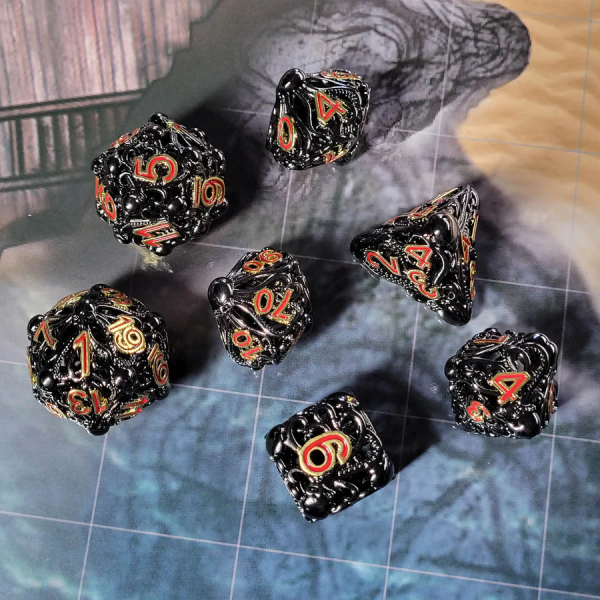 Forged Gaming: Fathomless Fate Black Hollow Metal RPG Dice Set on Sale - Image 2