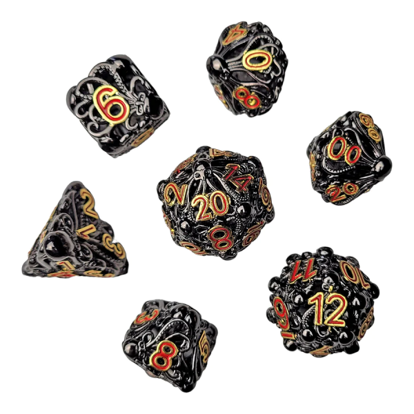 Forged Gaming: Fathomless Fate Black Hollow Metal RPG Dice Set on Sale