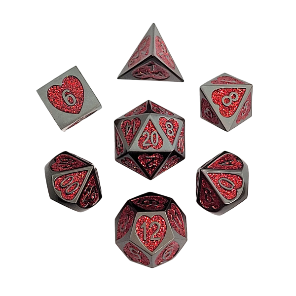 Forged Gaming: Dark Heart - Metal RPG Dice Set with Custom Wooden Dice Box - Brown Discount - Image 2