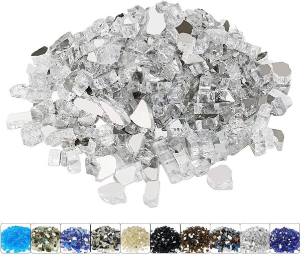 10 LBS 1 2   Ultra White Fire Glass Reflective Tempered Fire Rocks for Fire Pits, Fireplace and Fire Bowl Online Hot Sale
