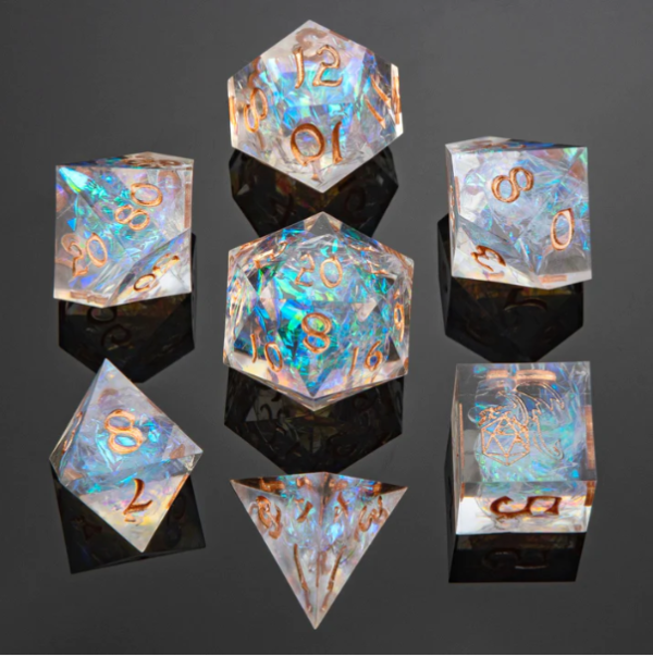 HYMGHO Dice: Captured Magic Handmade Sharp Edge Resin Dice - Opal Online now