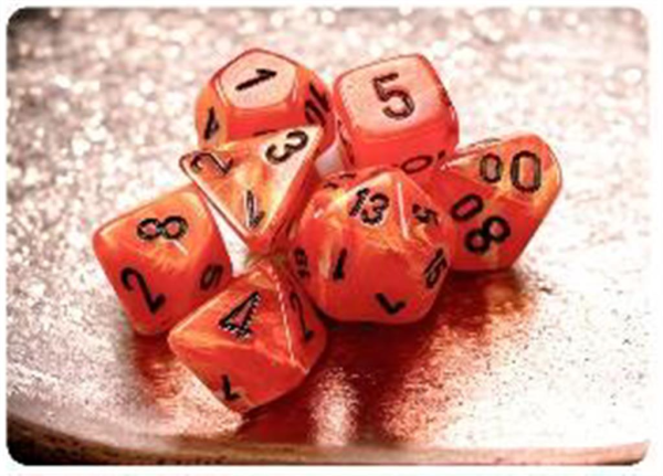 Chessex: Vortex Orange w  Black - Mini Polyhedral Dice Set (7) - CHX20433 Cheap