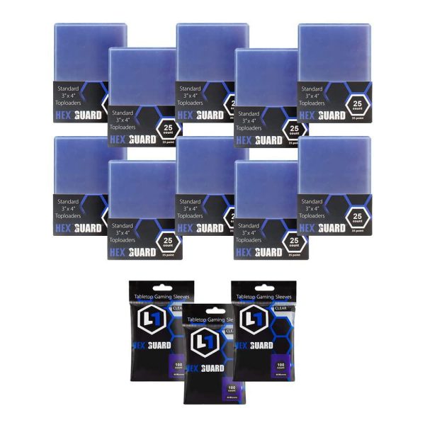 Hexguard - Standard Toploader and Soft Sleeves Bundle - 25ct Toploaders x10 + 100ct Soft Sleeves x3 Online