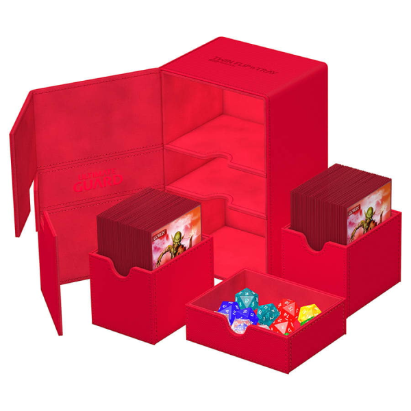 Ultimate Guard: Twin Flip n Tray 160+ Deck Storage Box - Xenoskin Red (1) Discount