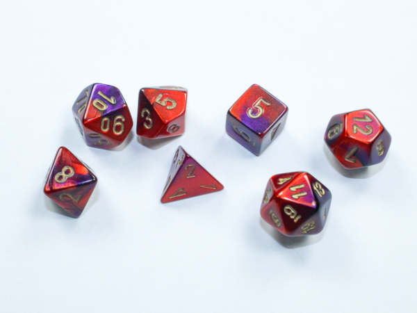 Chessex: Gemini Purple Red w  Gold - Mini Polyhedral Dice Set (7) - CHX20626 Online Sale