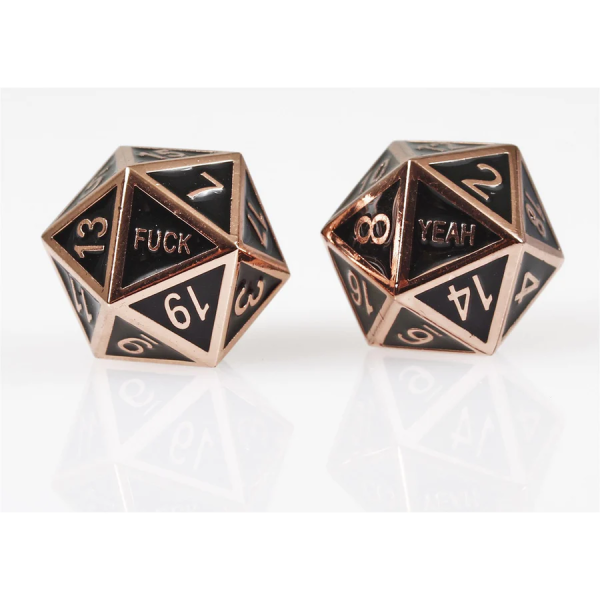 Forged Gaming: Fuck Yeah - Cursed Copper - Set of 2 D20 Metal Dice on Sale