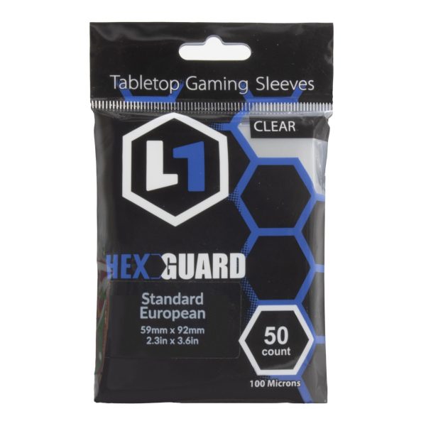 L1 HexGuard: Standard European (50 Count) - Clear | Tabletop Gaming Sleeves For Cheap