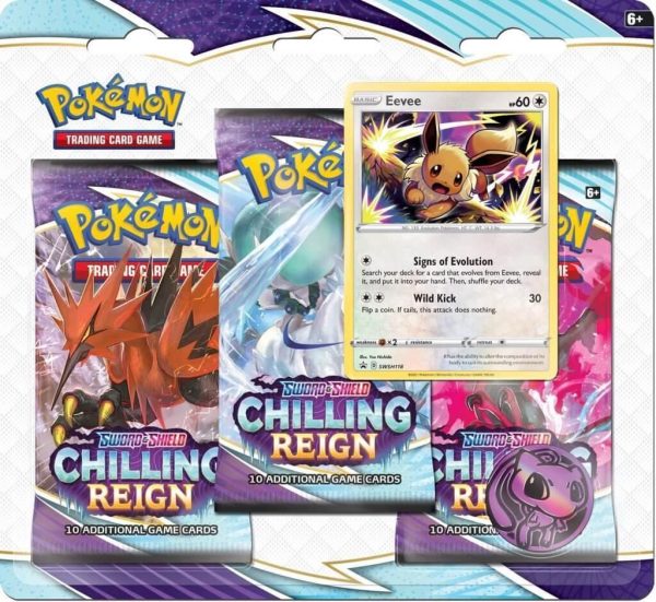 Pokemon TCG: Sword & Shield - Chilling Reign - Three Pack Blister (Eevee) For Sale - Image 2