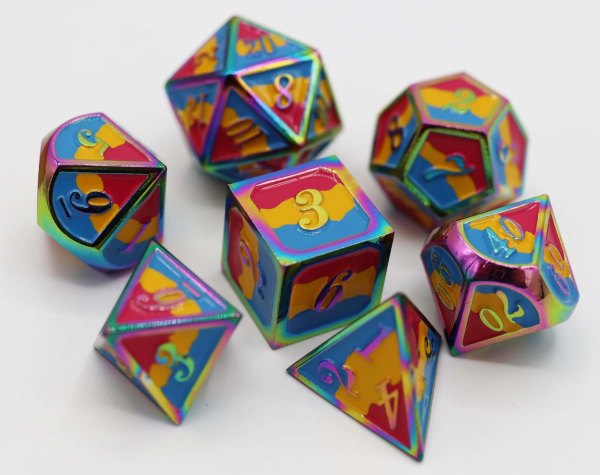 Foam Brain Games: Pansexual Pride Flag RPG Metal Dice Set Online Hot Sale