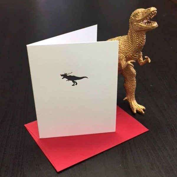 Skylab Letterpress: X-Mas T-Rex Holiday Card - A2 Sized Letterpressed Blank Greeting Card Online - Image 2