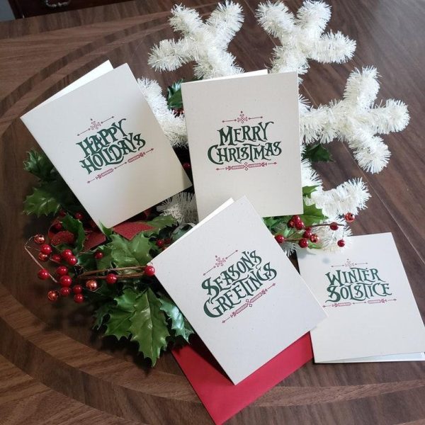 Skylab Letterpress: Season s Greetings Holiday Cards - 4 Pack - A2 Sized Letterpressed Blank Greeting Cards on Sale - Image 2