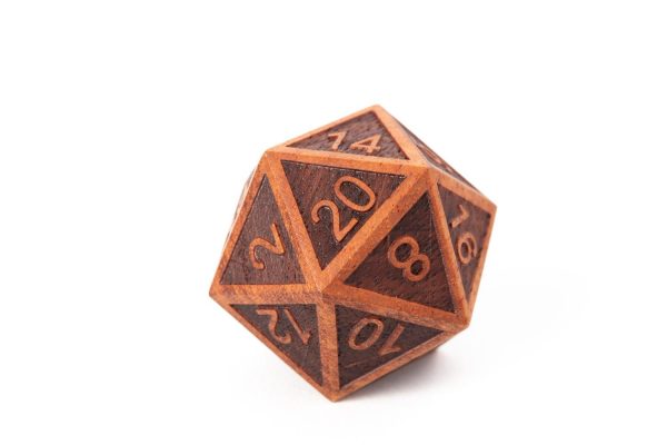 Metallic Dice Games: Wooden Mega D20 - Rose Wood 35mm For Discount
