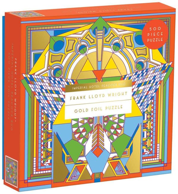 Galison Puzzles: Frank Lloyd Wright - Imperial Hotel Peacock Rug - 500 Piece Foil Puzzle Cheap