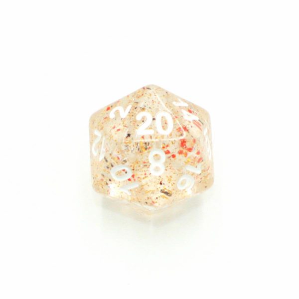 Champagne Celebration  - Ivory with Black and Red Confetti - Translucent Polyhedral Dice (7) - Level One Dice For Sale - Image 4