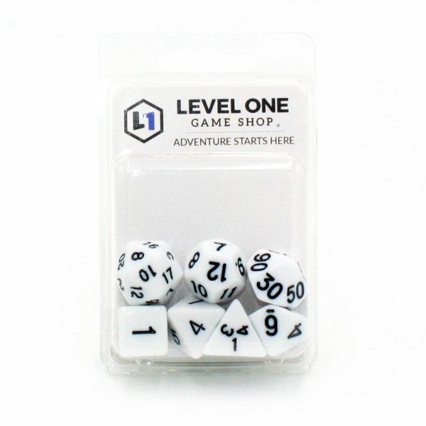 Marshmallow Fluff  - White Solid with Black - Polyhedral Dice (7) - Level One Dice Online Sale - Image 2