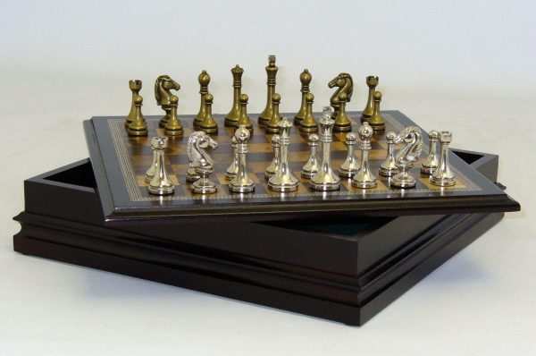 2.5  Metal Staunton Chess Set in Wood Chest For Discount