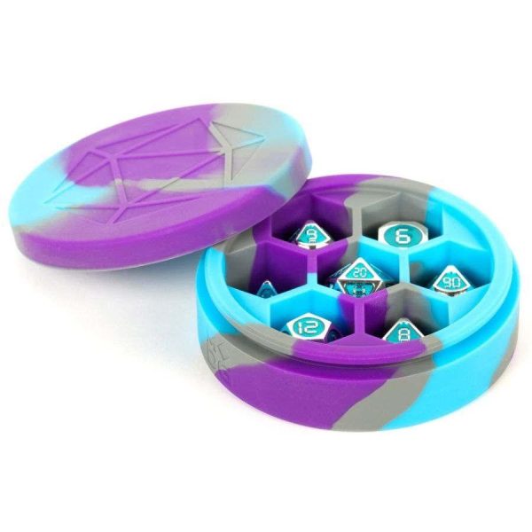 Metallic Dice Games: Silicone Round Dice Case - Purple Gray & Light Blue Sale