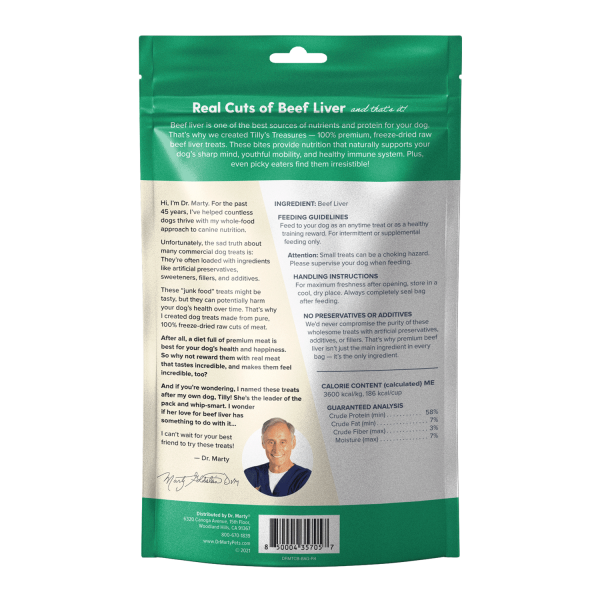 DR. MARTY Tilly’s Treasures Freeze Dried Raw Beef Liver Dog Treats Online Sale - Image 2