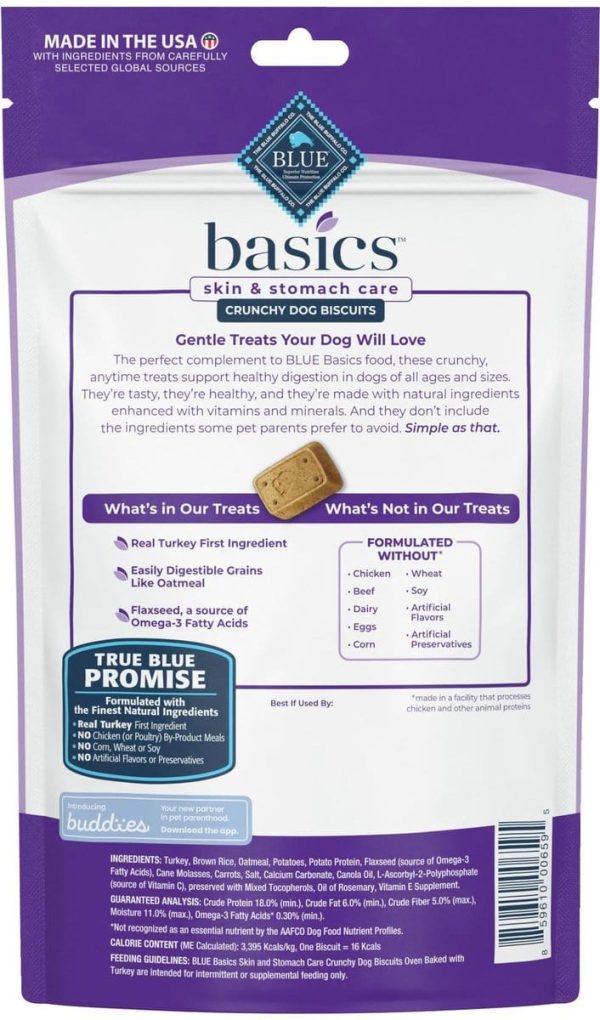 Blue Buffalo Basics Skin & Stomach Care Biscuits Turkey & Potato Dog Treats Discount - Image 2
