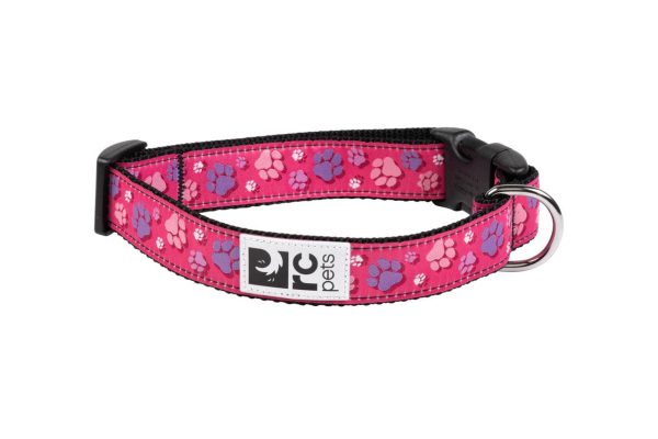 RC Pets Clip Collar for Dogs in Fresh Tracks Pink Pattern Fashion