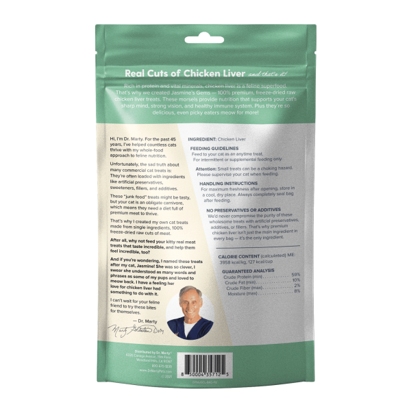 DR. MARTY Jasmine’s Gems Freeze-Dried Raw Chicken Liver Cat Treats Discount - Image 2