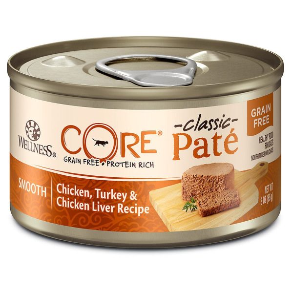Wellness CORE Grain Free Natural Chicken, Turkey and Chicken Liver Smooth Pate Wet Canned Cat Food Supply