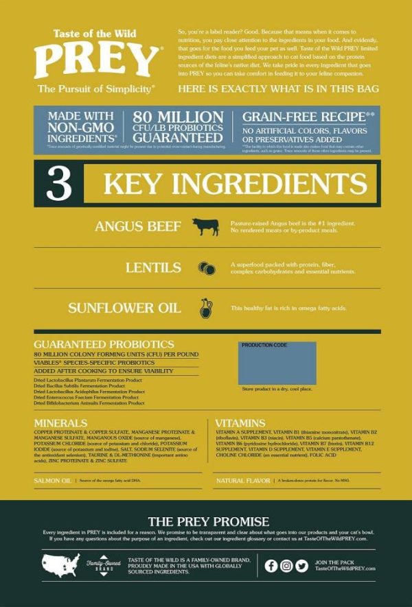 Taste Of The Wild Grain Free Prey Limited Ingredient Angus Beef Dry Cat Food Sale - Image 2