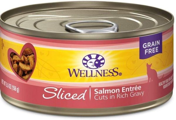 Wellness Grain Free Natural Sliced Salmon Entree Wet Canned Cat Food Online