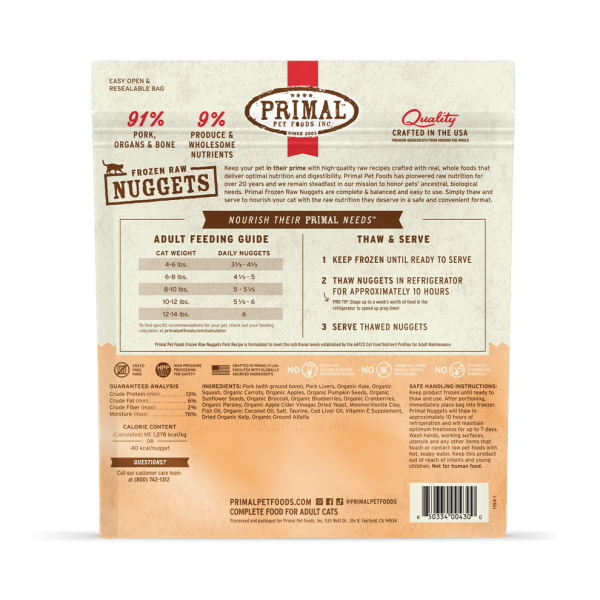 Primal Raw Frozen Pork Formula Nuggets For Cats Online now - Image 2