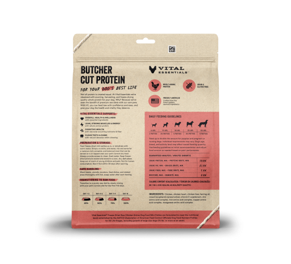 Vital Essentials Chicken Entree Mini Patties Freeze-Dried Raw Dog Food Supply - Image 2