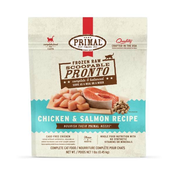 Primal Pronto Raw Frozen Chicken & Salmon Recipe Food For Cats Online Sale