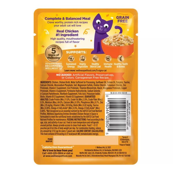 Wellness Appetizing Entrees Shredded Chicken Wet Cat Food Pouch Online Hot Sale - Image 2