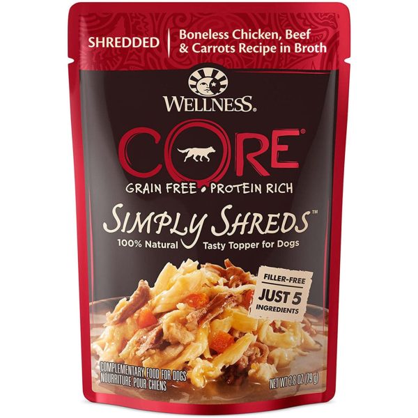 Wellness CORE Simply Shreds Chicken Beef & Carrots Dog Food Topper Fashion