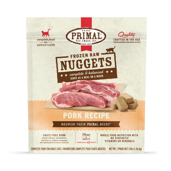 Primal Raw Frozen Pork Formula Nuggets For Cats Online now