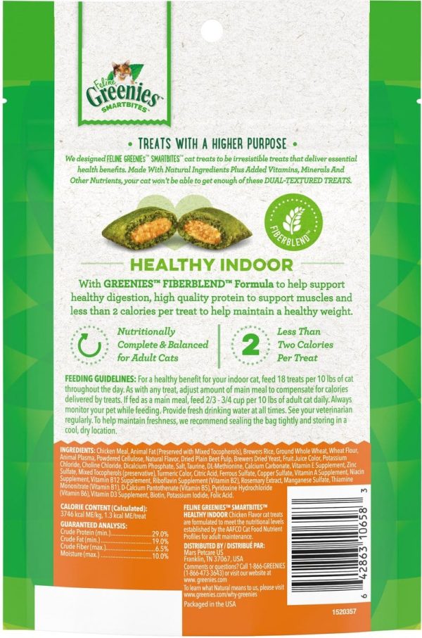 Greenies Feline SmartBites Healthy Indoor Natural Chicken Flavor Soft & Crunchy Adult Cat Treats Cheap - Image 3
